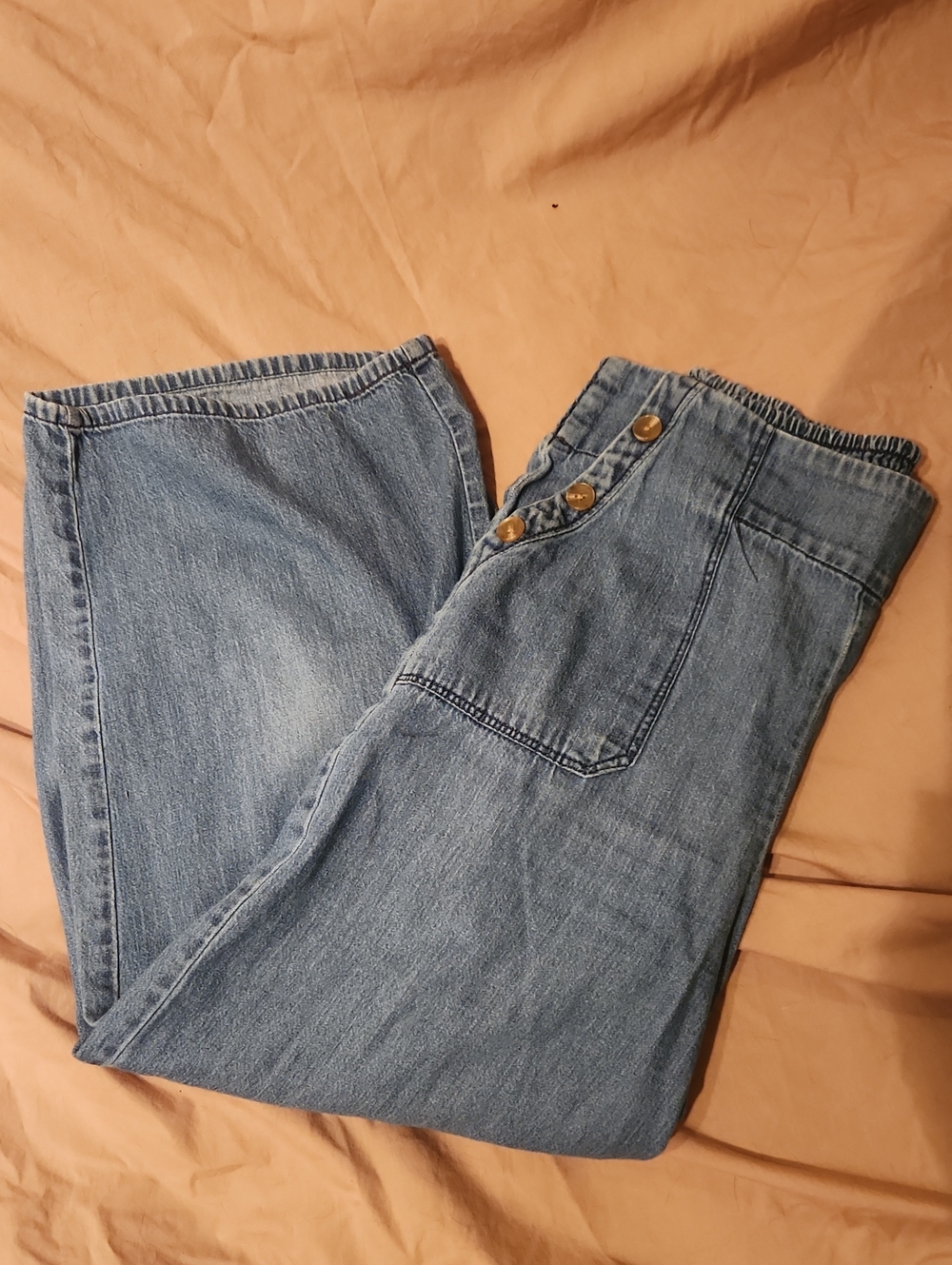 Lauren Conrad Light Blue denim Crop Pants with Smocked Waist Chic